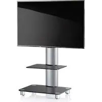 VCM TV Standfuß mit Zwischenboden 32-70 Zoll | VESA max. 600x400 | Fernseh Ständer aus Alu | TV Ständer Maße ca. H. 100 x B. 60 x T. x 44 cm | Fernsehstand Tosal