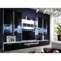 Xl Moebel Gmbh Wohnwand Schwarz Möbel Wohnzimmer Designer Luxus TV Ständer Holz Wandregal