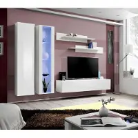 AEA Modern Wohnwand Weiß Designer Wohnzimmer Möbel Holz Wandschrank