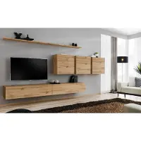 AEA Wohnwand Wohnzimmer Wandschrank Schrank Sideboard Designer Holzmöbel Braun