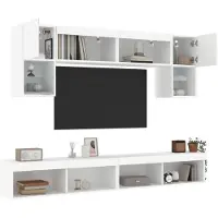vidaXL Schlichtes 6-tlg. Wohnwand mit LED-Beleuchtung Weiß Holzwerkstoff - 3395722