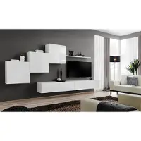 AEA Weiß Wohnwand tv Ständer Sideboard Komplett Modern Wohnzimmer Regale Holz Neu