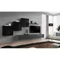 AEA Wohnzimmer Set Wandregal TV-Ständer Grau Wohnwand Luxus Schrank Design 6tlg.