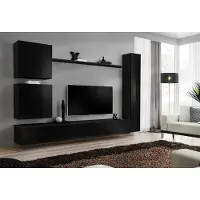 AEA Luxus Set Wohnwand Schwarz Wohnzimmer Wandschrank Regal Wandschrank Neu