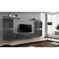 AEA Grau Wand Wohnwand Wohnzimmer Möbel luxus TV Ständer Wandregal Schrank Regal Neu