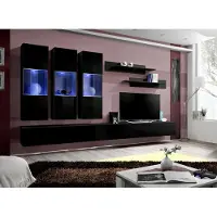 Xl Moebel Gmbh Set 7 tlg Wohnwand Holzmöbel 2x TV Ständer Moderne Wand Regale Schwarz