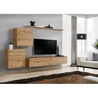 AEA Wohnwand TV-Ständer Wohnzimmer Set 4tlg Wohnmöbel Modern Wohnzimmer Holz