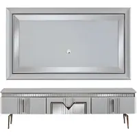 AEA Wohnwand Wohnzimmer Grau Möbel Sideboard TV Wandpaneel Paneel 2tlg