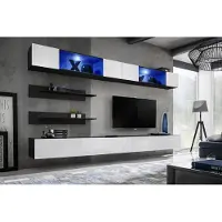 AEA Holzmöbel Wohnwand 2x Wandschrank Wandregale Design Set Einrichtung
