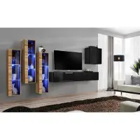 Xl Moebel Gmbh Wohnwand Möbel Wohnzimmer Luxus Hochglanz TV Ständer Schwarz Holz Komplett Neu