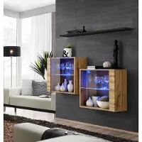 AEA Modern Möbel Luxus Wohnwand 130 cm Wohnzimmer Einrichtung Komplette Set 3tlg.