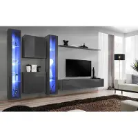 AEA Luxus 2x Hänge Vitrine Wohnwand 2x Wandschrank Komplett Set Wand Regal Anbauwand
