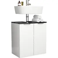 VCM Holz Waschbeckenunterschrank | Badschrank | Maße: H. 60 x B. 56 x T. 34 cm | 2 große Drehtüren - Donali