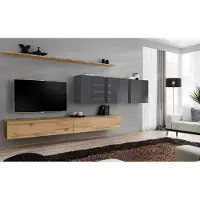 AEA Braun Wohnwand Wohnzimmer Wandschrank Wand Regal Schrank Designer Einrichtung