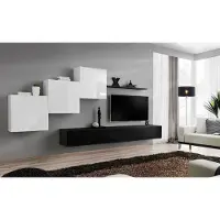 AEA Wohnwand Schwarz Komplett TV-Ständer Wandregal Luxus Wandschrank Design