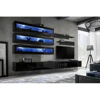 AEA Wohnwand Design Wandregal TV-Ständer Wandschrank Wohnzimmer Holz Einrichtung Neu