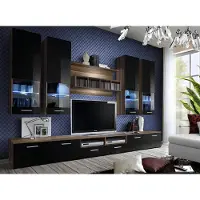 AEA Luxus Wohnwand tv Ständer Holz Designer Möbel Schwarz Möbel Wohnzimmer