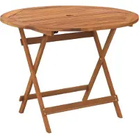 Syfax Klappbarer Gartentisch, für Außenbereich, aus massivem Akazienholz, geölt, Ø 90 x 75 cm (Durchmesser x Höhe), mit 5 cm Lochdurchmesser