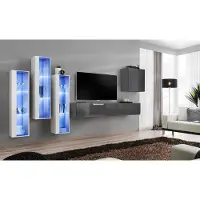 Xl Moebel Gmbh Wohnwand Grau Modern Hochglanz TV Ständer Holzmöbel Einrichtung Garnitur