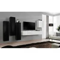 AEA Wohnzimmer Garnitur Wohnwand Komplett Set Lowboard TV-Ständer Holz Möbel
