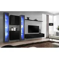 AEA Holzmöbel Komplett Wohnwand Set Wand Schrank Luxus Vitrine Einrichtung Neu