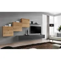 AEA Designer Wohnzimmermöbel Wohnwand Grau TV Ständer Moderne Sideboard Wandregal