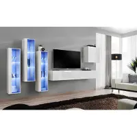 AEA Weiß Komplett Design Wohnwand Sideboard 4x Schrank RTV Lowboard TV Ständer
