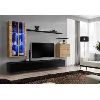 AEA Wohnwand Holzmöbel Schwarz TV-Ständer Sideboard Wandschrank Holzmöbel Neu