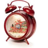 Konstsmide LED Wecker mit Schneemann und Zug, wassergefüllt, mit 5h Timer, mit 8 klassischen Weihnachtsliedern, 1 warm weiße Diode, batteriebetrieben, Innen