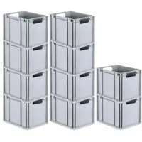 Proregal SparSet 10x Eurobox NextGen Economy, Griffe offen, HxBxT 32x30x40cm, 30 Liter, Eurobehälter, Box, Transportbehälter