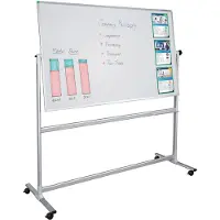 Franken Mobiles Whiteboard U-Act! Line, Querformat, 2-seitig nutzbar, Stahl weiß emailliert & Aluminium, magnethaftend, Ablageleiste, B 2200 x H 1930 mm