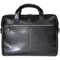 Exacompta Exactive Leder-Laptoptasche schwarz für 14" Notebook, gepolstert, Organizer, Zipperfächer, Trolley-Sleeve, Schulterriemen