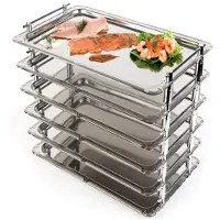 Aps 11300 System-Tablett GN 1/1 PROFI-LINE, Edelstahl, 53 x 32,5 cm, stapelbar, inkl. Distanzstücke, Nutzhöhe 4 cm, verchromte Griffe, Germany