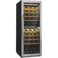Klarstein Weinkühlschrank, Getränkekühlschrank Schmal, Kühlschrank mit Glastür, Getränkekühlschränke Freistehend, Weinkühlschrank Klein, Weinkühlschränke 2 Zonen, UV-Schutz, 5-20 °C, 77 Flaschen