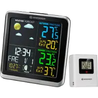 Bresser Funk-Wetterstation mit Außensensor Farbdisplay Wettervorhersage Temperatur Luftfeuchtigkeit Wecker Mondphase