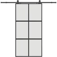 Syfax Schiebetür mit Beschlag Schwarz 102,5x205 cm Hartglas