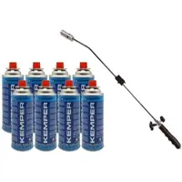 Kemper Thermischer Piezo-Unkrautvernichter Gasbrenner + 8 Gasnachfüllungen