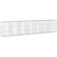 vidaXL Gabione mit Deckel 700x100x150 cm Verzinktes Eisen