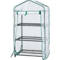En.casa Gewächshaus 'Chaam' mit 3 Ablagen 125x69x49cm Weiß