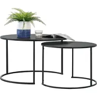 En.casa Couchtischset Korenica Couchtische im 2er Set Beistelltisch-Set Wohnzimmertische Sofatisch max. 20-20 kg Eisen Schwarz