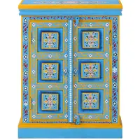 vidaXL Sideboard Massivholz Mango Türkis Handbemalt