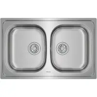 Teka Universe 80 T-XP 2C, Aufsatzwanne, Rechteckig, Edelstahl, Edelstahl, 2 Becken, Oval