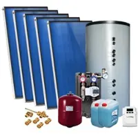 SUNEX Solarpaket AMX 2.51, Flachdachmontage 12,55m2 mit Hygienespeicher 750L, 1 WT