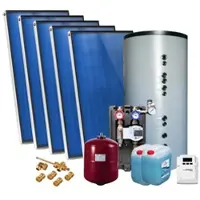 SUNEX Solarpaket AMX 2.51 , Flachdachmontage 12,55m2 mit Hygienespeicher 750L, 1 WT