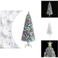 vidaXL Künstlicher Weihnachtsbaum mit Beleuchtung Weiß 210cm Glasfaser - Weihnachtsbäume