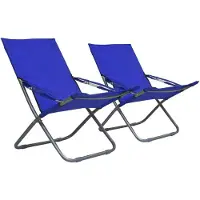 vidaXL Möbel Outdoor Relaxsessel,Balkonstuhl Klappbare Strandstühle 2 Stk. Stoff Blau DE25212