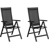 Ebuy24 Kenny 2 x Gartenstuhl, justierbarer Rücken, 6 Positionen schwarz/schwarz.