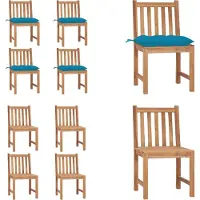 vidaXL Gartenstühle 4 Stk. mit Kissen Massivholz Teak - Gartenstuhl - Gartenstühle - Holz-Gartenstuhl - Holz-Gartenstühle