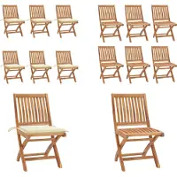 vidaXL Klappbare Gartenstühle mit Kissen 6 Stk. Massivholz Teak - Gartenstuhl - Gartenstühle - Holzstuhl - Holzstühle