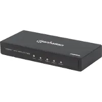 Manhattan 4K 4-Port HDMI-Splitter, 4K@60Hz, Stromversorgung über Netzteil, schwarz, HDMI, 4x HDMI, 3840 x 2160 Pixel, Schwarz, Metall, 4K Ultra HD